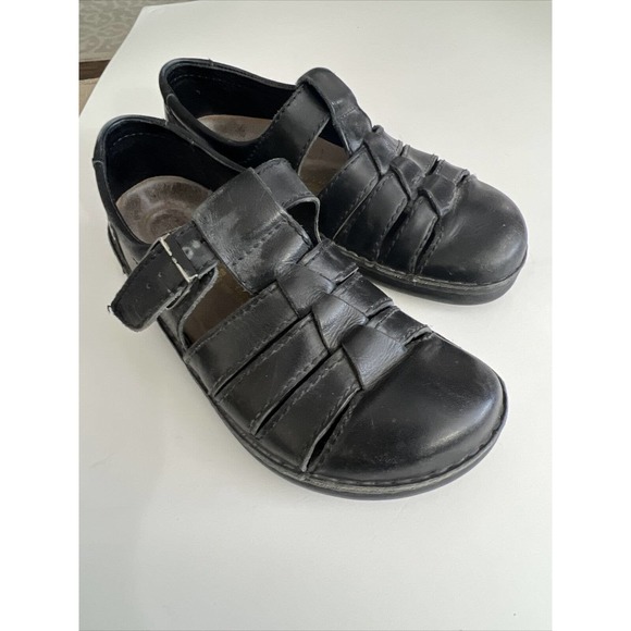 Birkenstock Footprints Leather Black Buckle Sandals Shoes Women's Size 39 - Picture 4 of 8
